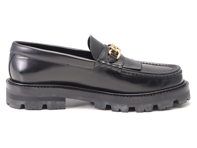 CELINE　セリーヌ　トリオンフチェーン付きマーガレットローファー　レディース37　ブラック　レザー　344893602C.38NO　2148103757648　【432】