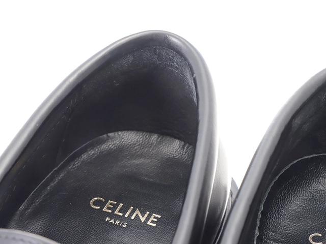 CELINE　セリーヌ　トリオンフチェーン付きマーガレットローファー　レディース37　ブラック　レザー　344893602C.38NO　2148103757648　【432】
