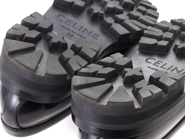 CELINE　セリーヌ　トリオンフチェーン付きマーガレットローファー　レディース37　ブラック　レザー　344893602C.38NO　2148103757648　【432】