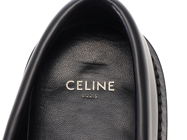 CELINE　セリーヌ　トリオンフチェーン付きマーガレットローファー　レディース37　ブラック　レザー　344893602C.38NO　2148103757648　【432】