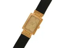VERSACE　ジャンニーヴェルサーチ　レディース時計　メデューサ　7009021　ゴールド文字盤　クォーツ　GP/レザー【430】2148103758508