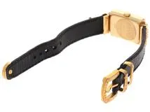 VERSACE　ジャンニーヴェルサーチ　レディース時計　メデューサ　7009021　ゴールド文字盤　クォーツ　GP/レザー【430】2148103758508