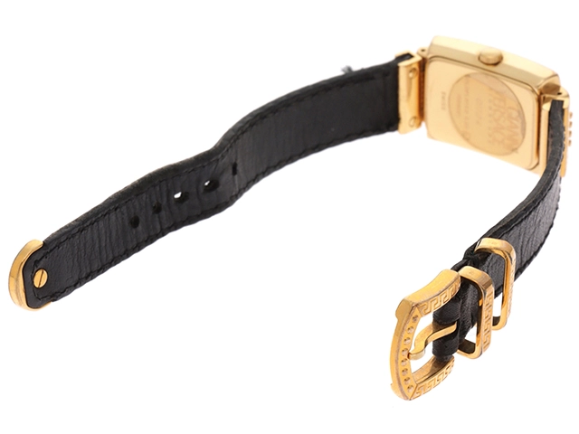 VERSACE　ジャンニーヴェルサーチ　レディース時計　メデューサ　7009021　ゴールド文字盤　クォーツ　GP/レザー【472】2148103758508