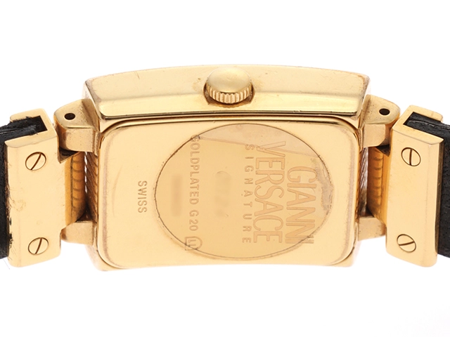 VERSACE　ジャンニーヴェルサーチ　レディース時計　メデューサ　7009021　ゴールド文字盤　クォーツ　GP/レザー【472】2148103758508