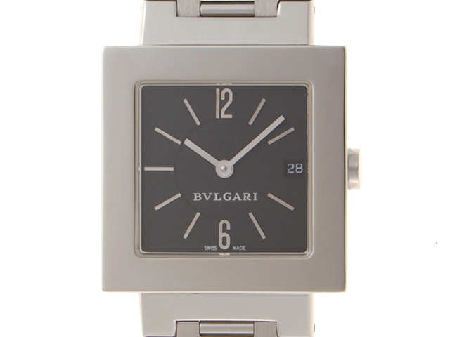 BVLGARI ブルガリ　クアドラード　SQ27SSD　ブラック文字盤　ステンレススチール　クオーツ　メンズ時計　2148103758621【207】