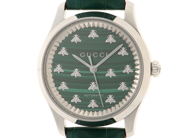 GUCCI グッチ 時計 Gタイムレス 126.4/YA1264213 メンズ 自動巻き SS/アリゲーターストラップ  グリーン文字盤【431】2148103758799 の購入なら「質」の大黒屋（公式）