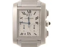Cartier カルティエ 腕時計 タンクフランセーズXL クロノリフレックス W51024Q3 ステンレス アイボリー文字盤 クオーツ【472】SJ
