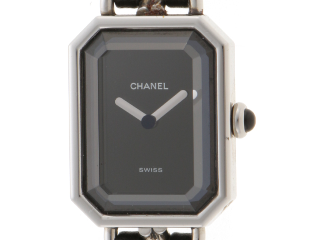 T949 シャネル プルミエールL H0451 シルバー×レザー クォーツ CHANEL シャネル プルミエールL H0451 シルバー レディース
