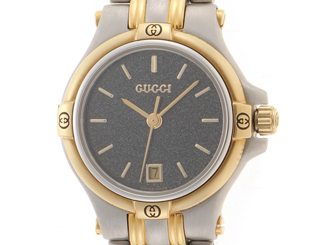 GUCCI グッチ 9040L ブラック文字盤 ステンレススチール/ゴールドプレート クオーツ レディース時計 2148103761683【207】  の購入なら「質」の大黒屋（公式）