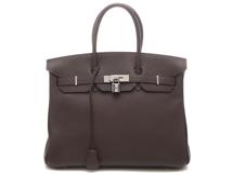 HERMES　エルメス　バーキン35 ヴェルソ　ショコラ/ブラック/SV金具　トゴ　ハンドバッグ　内縫い　□I刻印　【433】　2148103762338