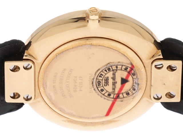 Dior ディオール バギラ ブラックムーン7Pダイヤ 47.153.4 (D46.153.5) ブラック文字盤 ゴールドメッキ/革 クオーツ レディース時計 2148103764929【433】