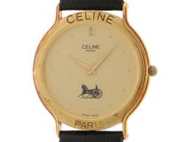 CELINE　セリーヌ　ホースキャリッジ　H.2904.3　ゴールド文字盤　GP/革　クオーツ　レディース時計　2148103765230【207】