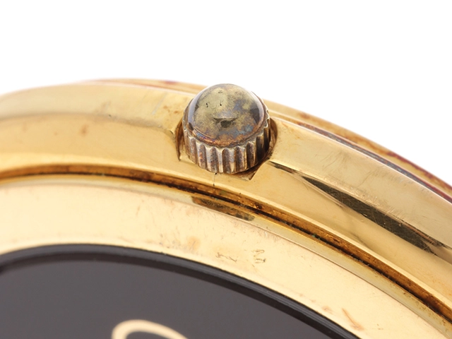 CELINE セリーヌ ホースキャリッジ H.2904.3 ゴールド文字盤 GP/革 クオーツ レディース時計 2148103765230【207】