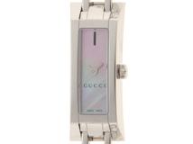 GUCCI　グッチ　スクエアフェイスウォッチ　110　SS　シェル文字盤　女性用クオーツ時計【473】