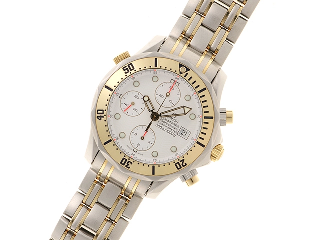 OMEGA オメガ 腕時計 シーマスター ダイバー300m クロノグラフ 2398.20.00 K18イエローゴールド/ステンレス ホワイト文字盤 自動巻き【472】SJ