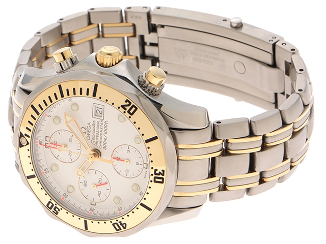 OMEGA オメガ 腕時計 シーマスター ダイバー300m クロノグラフ 2398.20.00 K18イエローゴールド/ステンレス ホワイト文字盤 自動巻き【472】SJ