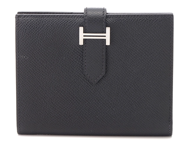 HERMES　エルメス　財布　ベアンコンパクト　ブラック／ＳＶ　ヴォーエプソン　B刻印　2148103766237　【中古】【大黒屋】【200】