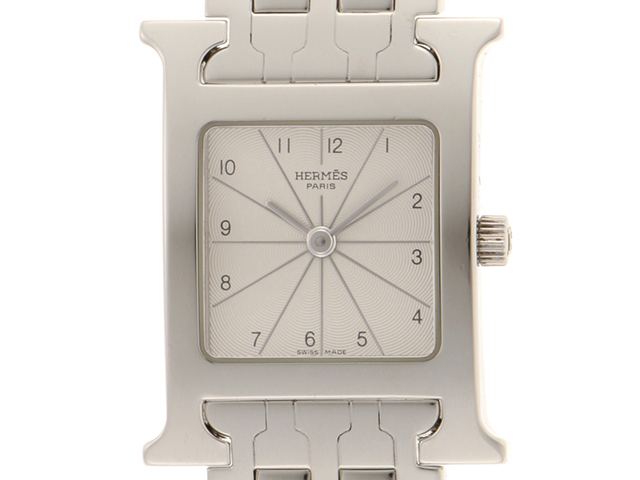 HERMES エルメス Hウォッチ クォーツ SS ホワイト HH1.210 【432
