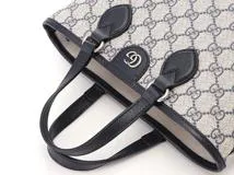 GUCCI　グッチ　ダブルG ミニ トートバッグ　811716　2wayショルダーバッグ　GGスプリームキャンバス/レザー　ベージュ/ブルー　2148103766930【207】