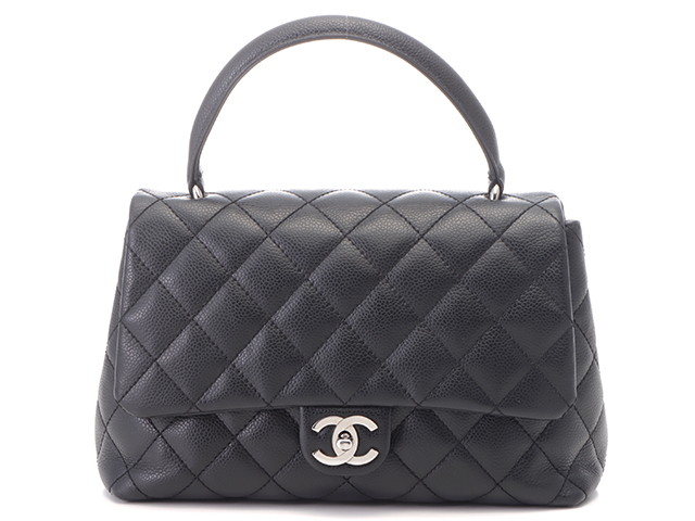 CHANEL シャネル マトラッセ トップハンドルハンドバッグ ブラック/SV