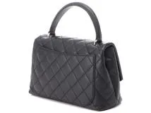 CHANEL シャネル マトラッセ トップハンドルハンドバッグ ブラック/SV  