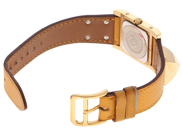 HERMES エルメス メドール ME1.201 GP レザー ホワイト クォーツ ○Y【460】2148103769214