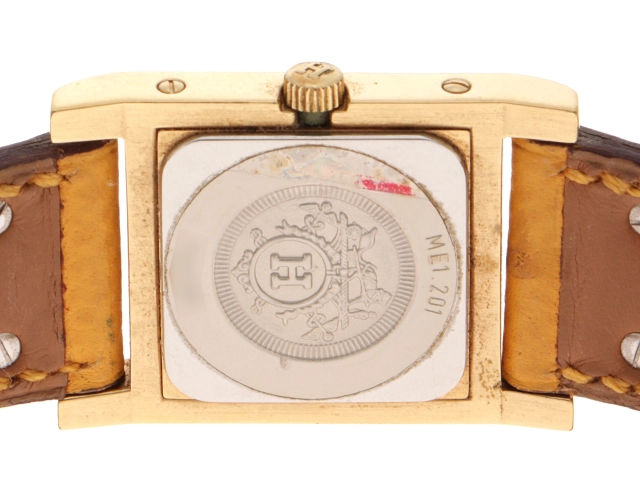 HERMES エルメス メドール ME1.201 GP レザー ホワイト クォーツ ○Y【460】2148103769214
