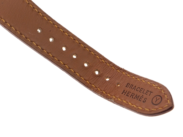 HERMES エルメス メドール ME1.201 GP レザー ホワイト クォーツ ○Y【460】2148103769214