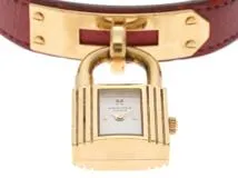 HERMES エルメス ケリーウォッチ KE1.201 GP/レザー ホワイト クォーツ ○Z 【460】2148103769351