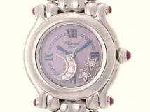 Chopard ショパール 腕時計 2001年正規品 ハッピースポーツ ムーンスターダイヤモンド 27/8250-21 ピンクシェル文字盤 ステンレス クォーツ 【472】SJ