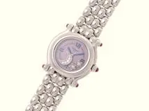 Chopard ショパール 腕時計 2001年正規品 ハッピースポーツ ムーンスターダイヤモンド 27/8250-21 ピンクシェル文字盤 ステンレス クォーツ 【472】SJ