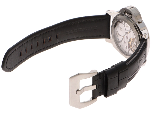 P番 PANERAI パネライ 時計 ルミノール ベース PAM00112 ブラック文字盤 SS/クロコダイルレザー 手巻き メンズ M