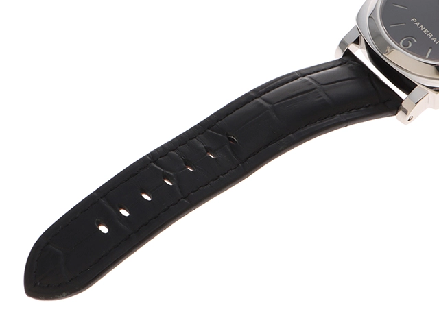 P番 PANERAI パネライ 時計 ルミノール ベース PAM00112 ブラック文字盤 SS/クロコダイルレザー 手巻き メンズ M