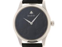 GUCCI グッチ 腕時計 Gタイムレス 126.4 YA1264031A ステンレス/レザー ブラック文字盤 クォーツ【472】UH