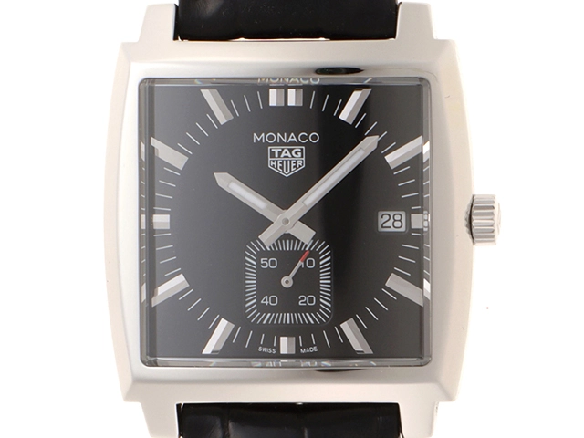 TAG HEUER タグホイヤー　モナコ　ブラック文字盤/レザーベルト　SS/革　WAW131A.FC6177　【471】N　2148103770715