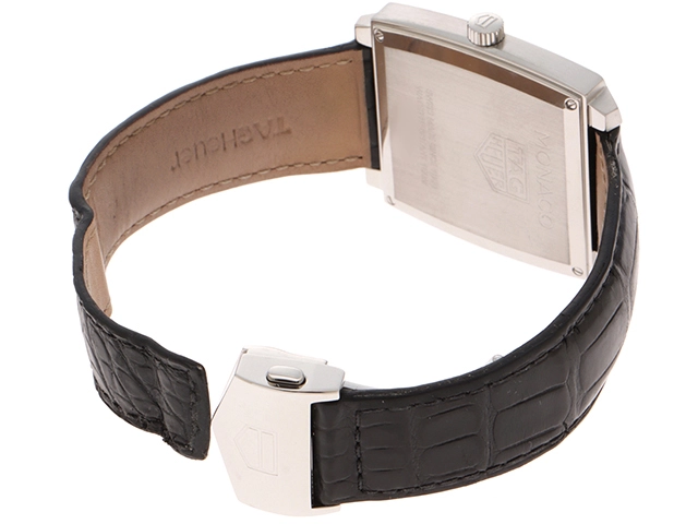 TAG HEUER タグホイヤー 腕時計 モナコ SS/革 ブラック WAW131A.FC6177 クォーツ  2148103770715 【200】