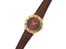 GUCCI グッチ シェリーライン 3000L GP/革 女性用クオーツ時計