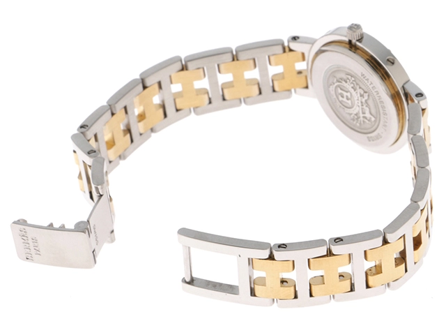 HERMES エルメス クリッパーコンビ CL4.220 ホワイト文字盤 GP/ステンレススチール クオーツ レディース時計 2148103770791【207】