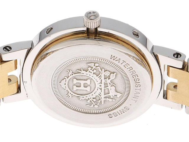 HERMES エルメス クリッパーコンビ CL4.220 ホワイト文字盤 GP/ステンレススチール クオーツ レディース時計 2148103770791【207】