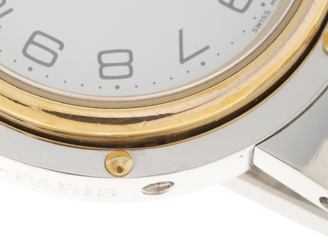 HERMES エルメス クリッパーコンビ CL4.220 ホワイト文字盤 GP/ステンレススチール クオーツ レディース時計 2148103770791【207】