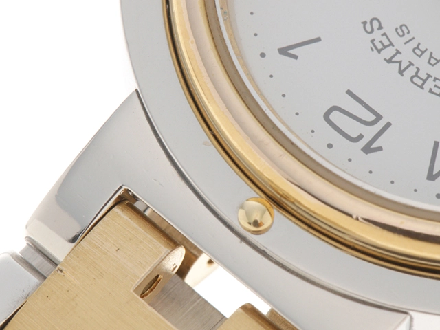 HERMES エルメス クリッパーコンビ CL4.220 ホワイト文字盤 GP/ステンレススチール クオーツ レディース時計 2148103770791【207】