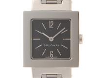 BVlGARI ブルガリ クアドラード SQ22SS ステンレススティール ブラック文字盤 クォーツ【436】2148103771996