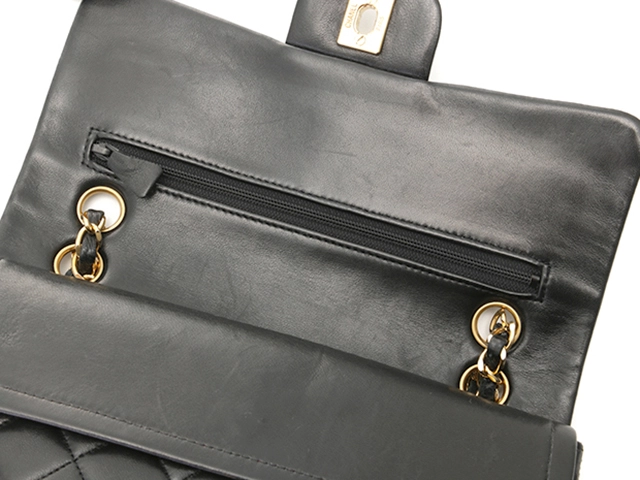 CHANEL シャネル マトラッセWフラップ23 Wチェーンショルダー ブラック/GP ラムスキン A01113【430】2148103773785