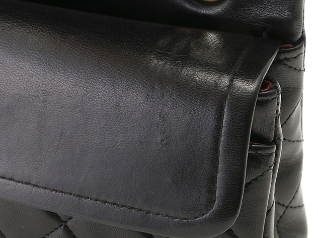 CHANEL シャネル マトラッセWフラップ23 Wチェーンショルダー ブラック/GP ラムスキン A01113【430】2148103773785