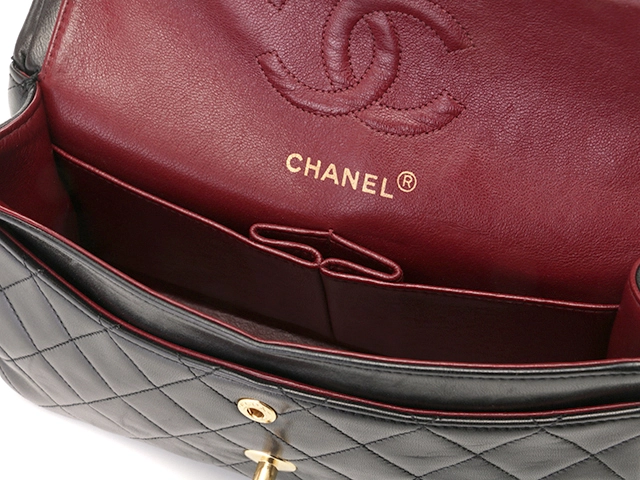 CHANEL シャネル マトラッセWフラップ23 Wチェーンショルダー ブラック/GP ラムスキン A01113【430】2148103773785
