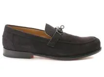 HERMES　エルメス　モカシン　デスタン　メンズ41ハーフ　ブラック　スエード　2148103774911　【432】