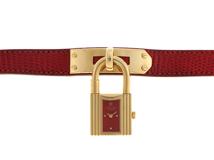 HERMES　エルメス　ケリーウォッチ　クォーツ　レディース　GP/リザード　レッド　KE1.201　【432】　【2148103775529】