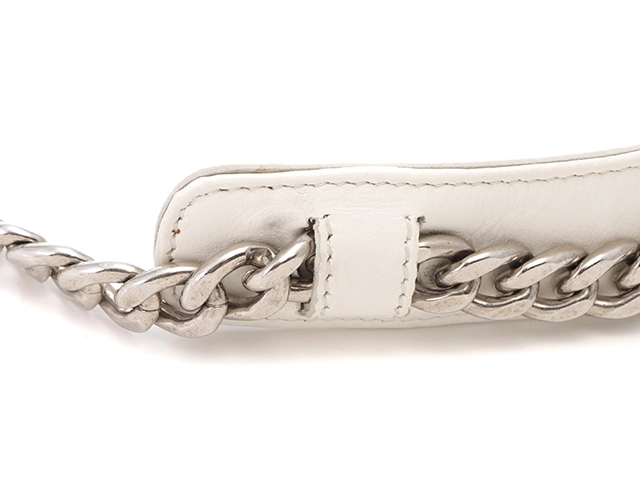 PRADA　プラダ 　バッグ　ダイアグラム チェーンショルダー ホワイト レザー　1BD108　2148103777301【437】