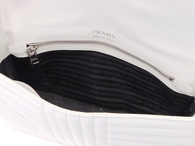 PRADA　プラダ 　バッグ　ダイアグラム チェーンショルダー ホワイト レザー　1BD108　2148103777301【437】