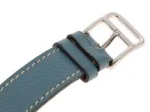 HERMES　エルメス　Hウォッチ　HH1.210　ブルー文字盤　ステンレススチール/革　クオーツ　レディース時計【431】2148103777387